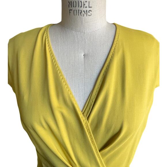 MaxMara Yellow Faux Knee Length Wrap Dress Size 12 - Picture 5 of 9